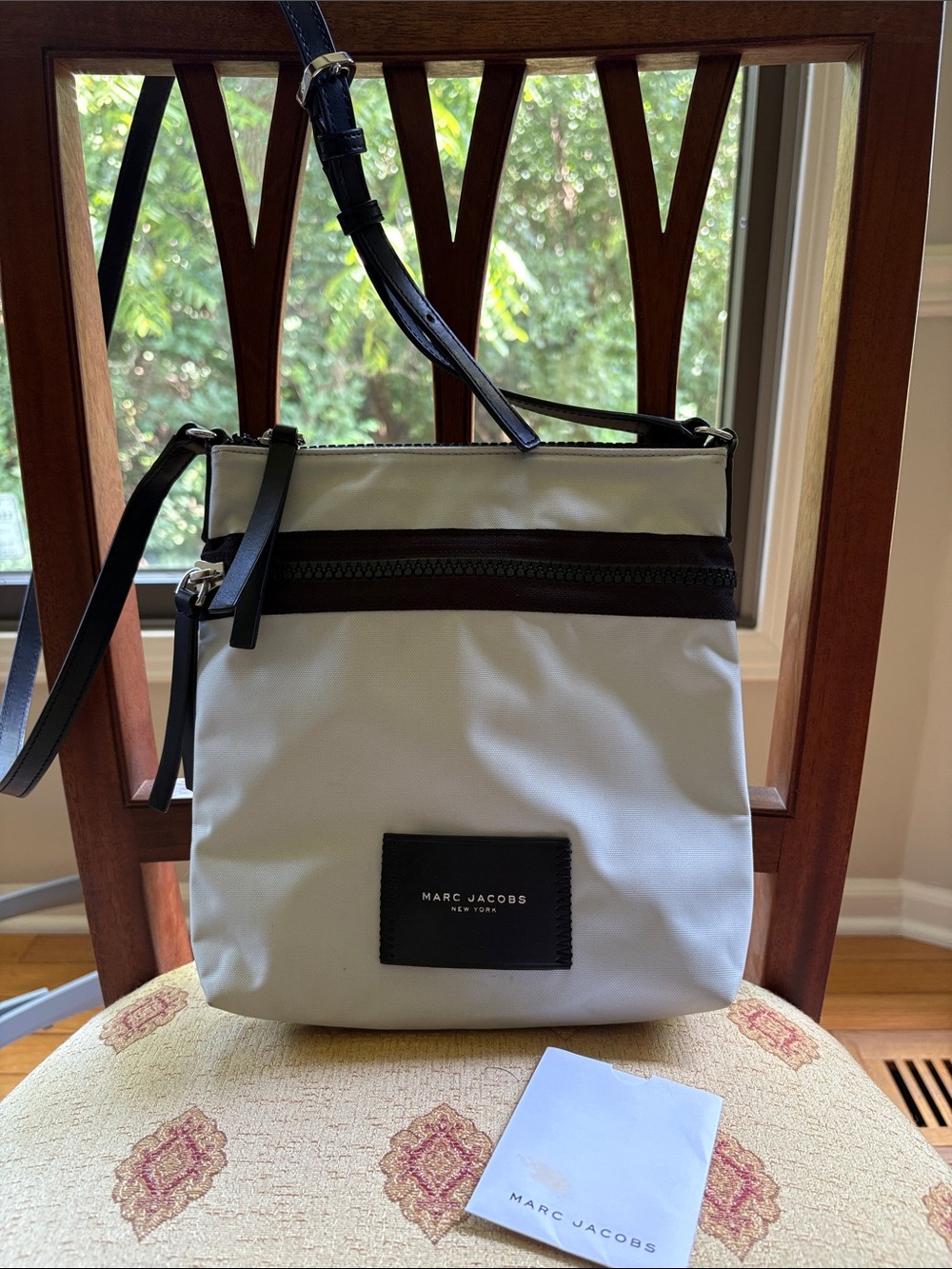 Marc Jacobs Light Silver Nylon Crossbody with Black Trim
